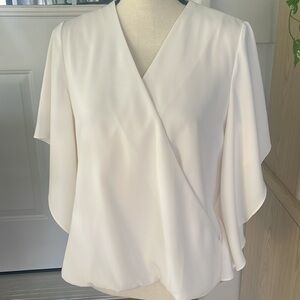Lisa Rinna Collection White Dressy Formal Blouse Statement Sleeves XS
